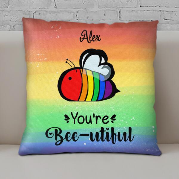 Personalized Bee Throw Pillow Cover - You're Bee-utiful - DBHOL1