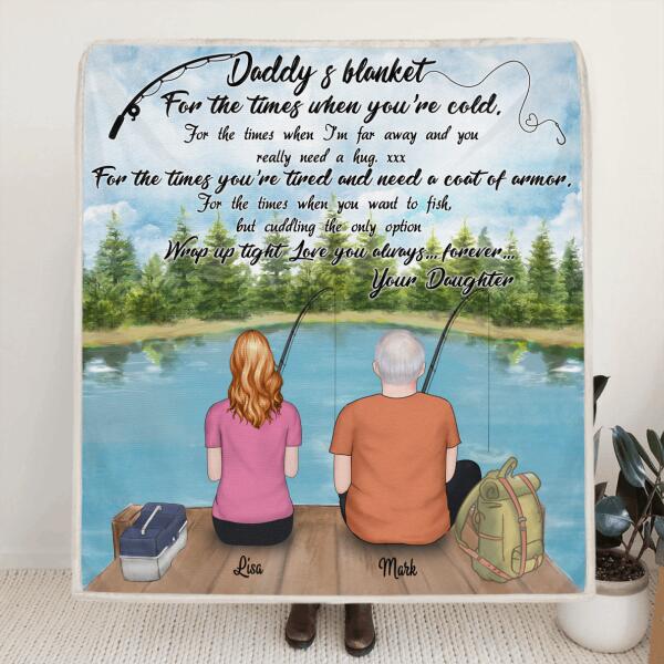 Personalized Fishing Father & Daughter Blanket - Father & Daughter Go Fishing - Gift For Father From Daughter