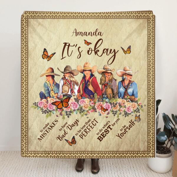 Personalized Cow Girl Blanket - Gift Idea For Sisters/Friends/Besties - It's okay to make mistakes