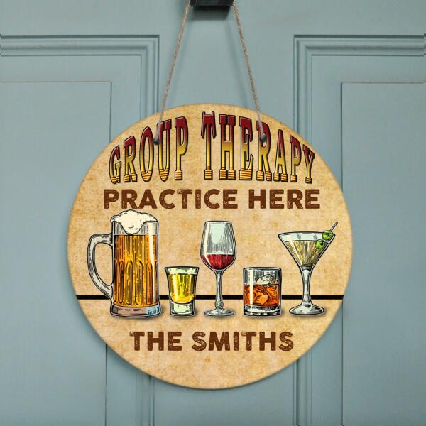 Personalized Door Sign - Group Therapy Practice Here - Family's Name - MWGBJF