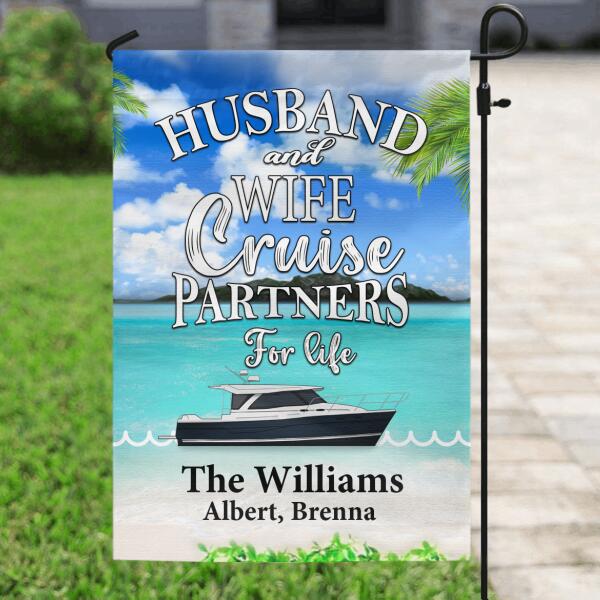 Personalized Cruise Flag Sign - Best Gift Idea For Couple - Husband And Wife Cruise Partners For Life