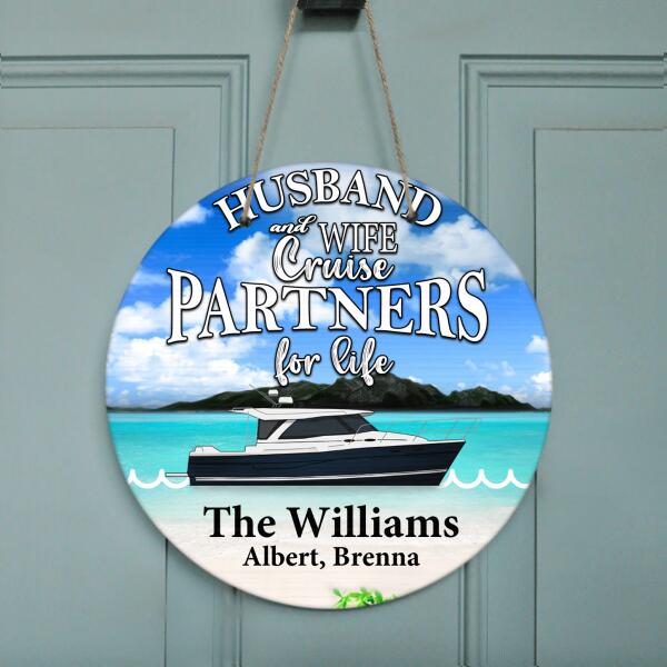Personalized Cruise Door Sign - Best Gift Idea For Couple - Husband And Wife Cruise Partners For Life