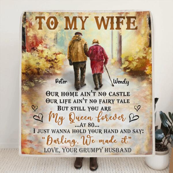 Personalized Old Couple Blanket - Best Gift For Wife From Husband - Darling, We Made It