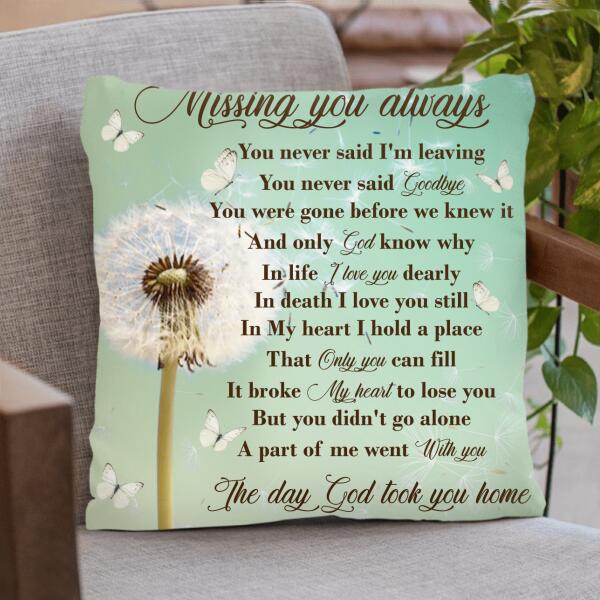 Personalized Remembrance Pillow Cover - Missing You Always - GTWDM6