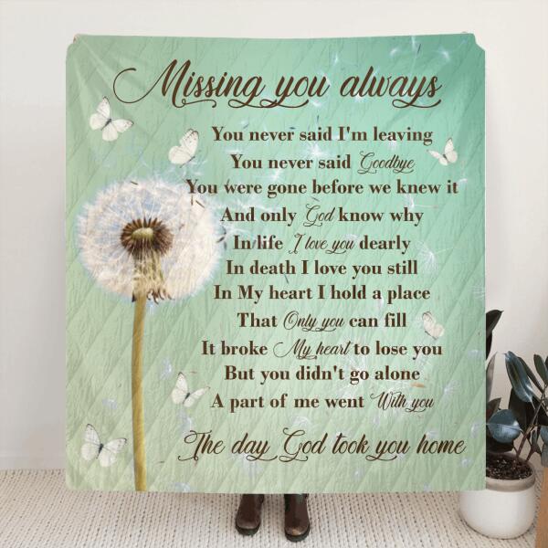 Personalized Remembrance Quilt/Fleece Blanket - Missing You Always - GTWDM6