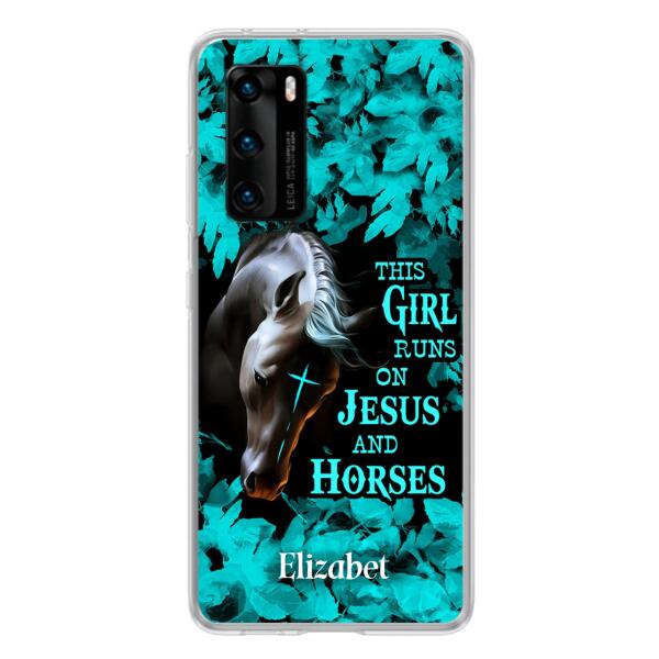 Personalized Horse Girl Phone case - Case For Xiaomi, Huawei And Oppo - This Girl Runs On Jesus And Horses