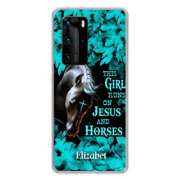 Personalized Horse Girl Phone case - Case For Xiaomi, Huawei And Oppo - This Girl Runs On Jesus And Horses
