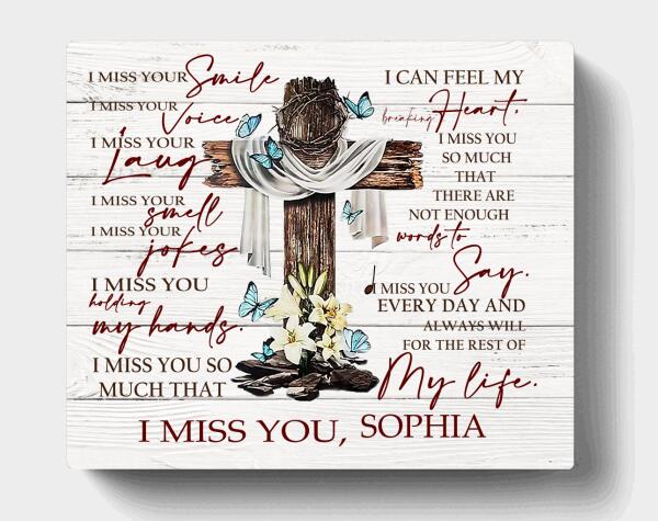 Personalized Memorial Canvas - Memorial Gift For Loss Of Family Members/Friends - I Miss You