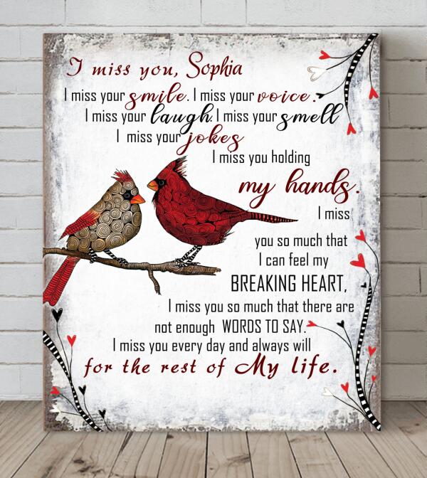 Personalized Memorial Canvas - Memorial Gift For Loss Of Family Members/Friends - I Miss You