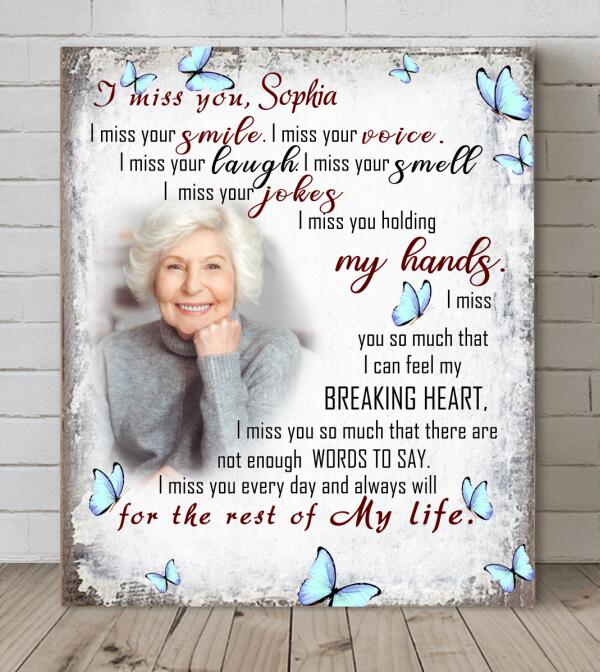 Personalized Memorial Canvas - Memorial Gift For Loss Of Family Members/Friends - I Miss You