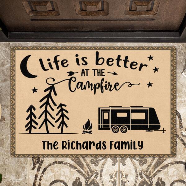 Personalized Camping Doormat - Best Gift for Camping Lovers - Life Is Better At The Campfire
