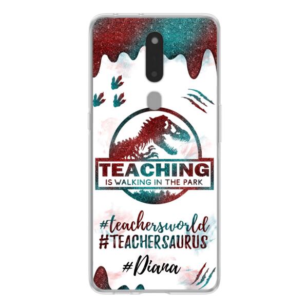 Personalized Teacher Dinosaur Phone Case - Best Gift For Teachers - Teaching Is Walking In The Park - For Xiaomi, Oppo And Huawei Phone Case - 5DGAH6