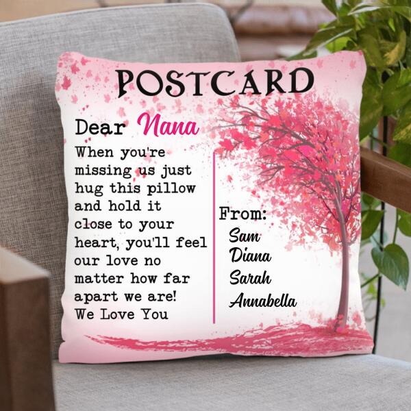 Personalized Postcard Pillow Cover/Cushion Cover - Best Gift From Grandkids To Grandma - Dear Nana When You're Missing Us