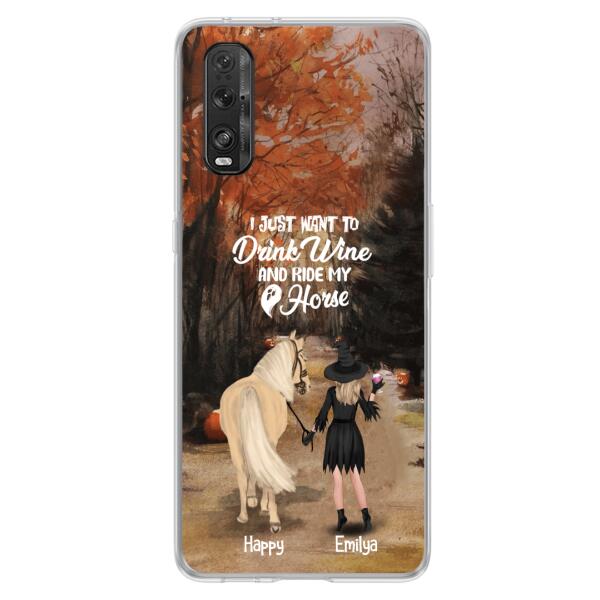 Personalized Horse Witch Phone Case - Halloween Gift For Horse Lover - Drink Wine And Rise My Horse - Case For Xiaomi, Oppo And Huawei- EQRIYV