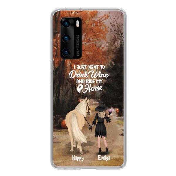 Personalized Horse Witch Phone Case - Halloween Gift For Horse Lover - Drink Wine And Rise My Horse - Case For Xiaomi, Oppo And Huawei- EQRIYV