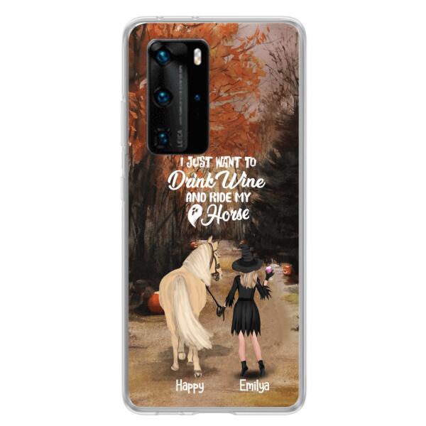 Personalized Horse Witch Phone Case - Halloween Gift For Horse Lover - Drink Wine And Rise My Horse - Case For Xiaomi, Oppo And Huawei- EQRIYV