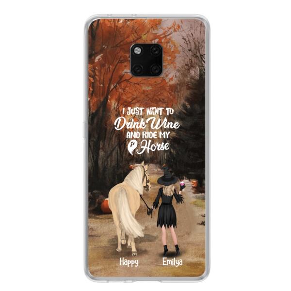 Personalized Horse Witch Phone Case - Halloween Gift For Horse Lover - Drink Wine And Rise My Horse - Case For Xiaomi, Oppo And Huawei- EQRIYV