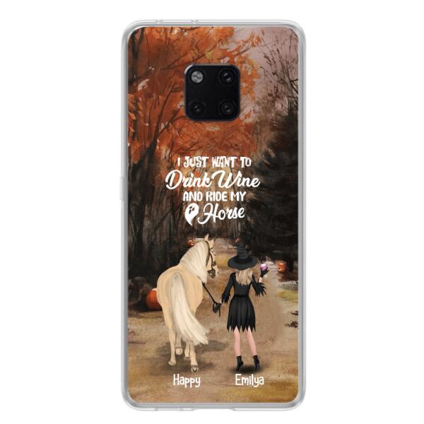 Personalized Horse Witch Phone Case - Halloween Gift For Horse Lover - Drink Wine And Rise My Horse - Case For Xiaomi, Oppo And Huawei- EQRIYV