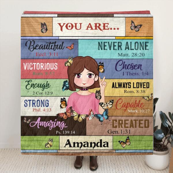 Personalized Hippie Girl Blanket - She Is Me I Am She - AJXGZC