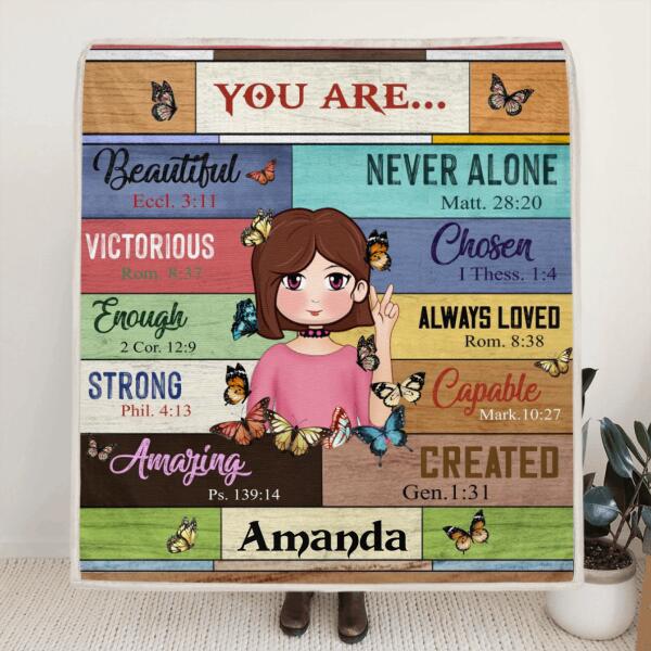Personalized Hippie Girl Blanket - She Is Me I Am She - AJXGZC