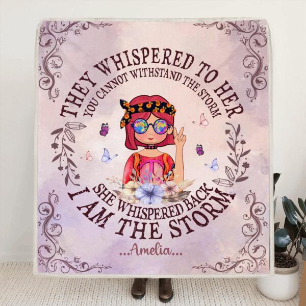 Personalized Hippie Girl Quilt/Fleece Blanket - Best Gift For Girl - I Am The Storm