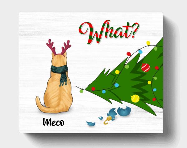 Personalized Christmas Cat Horizontal Canvas - Best Gift For Cat Lover - What?