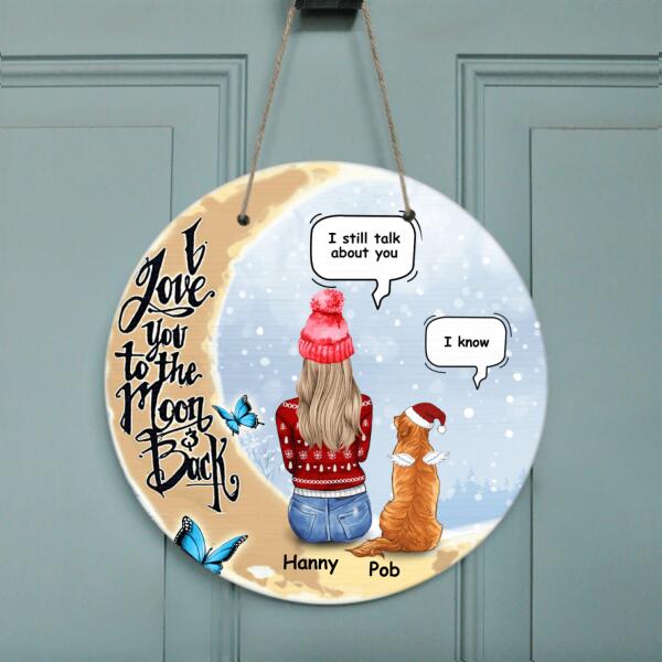 Personalized Memorial Dog Door Sign - Memorial Gift For Dog Lover - I Love You To The Moon And Back