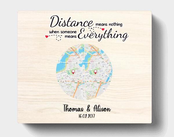 Personalized Circle Map Couple Horizontal Canvas - Best Gift For Couple - Distance Means Nothing When Someone Means Everything