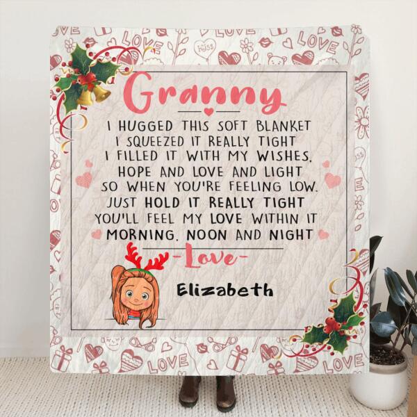 Personalized Hugged This Blanket Quilt/Fleece Blanket - Up to 6 Kids - Christmas Gift Idea For Grandma, Mama