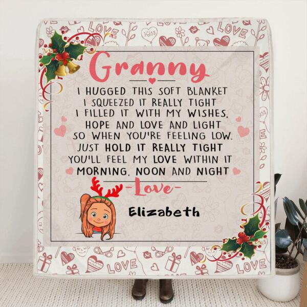 Personalized Hugged This Blanket Quilt/Fleece Blanket - Up to 6 Kids - Christmas Gift Idea For Grandma, Mama