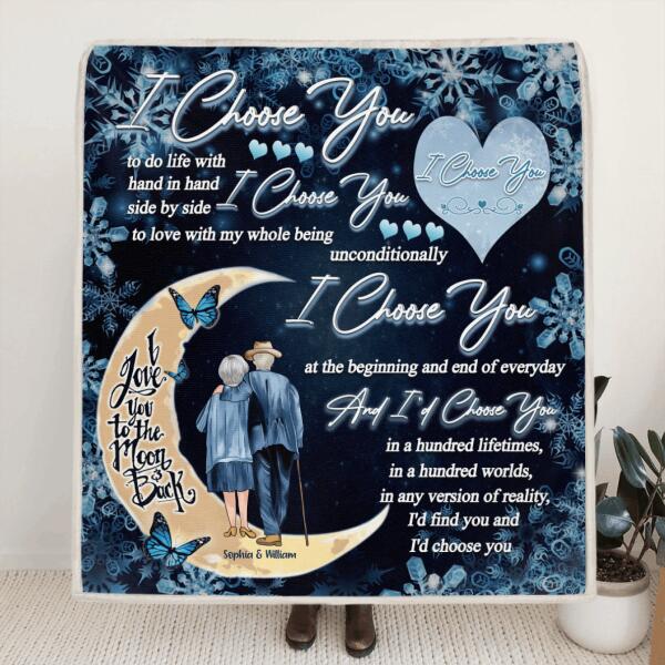 Personalized Old Couple Quilt/Fleece Blanket/Pillow Cover - Best Gift For Couple - I Choose You