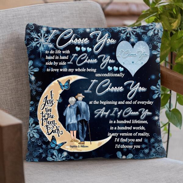 Personalized Old Couple Quilt/Fleece Blanket/Pillow Cover - Best Gift For Couple - I Choose You