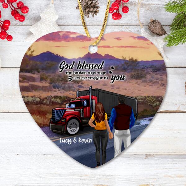 Personalized Trucker Ornament - Couple/Mom And Kid/Mom And Dog - Best Gift For Couple - 5VQSN5