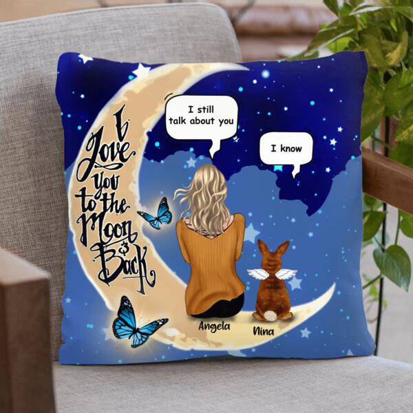 Personalized Memorial Rabbit Quilt/Fleece Blanket - Up to 4 Rabbits - Memorial Gift For Rabbit Lovers - I Love You To The Moon & Back