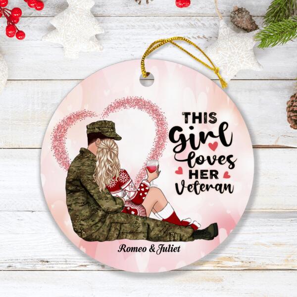 Personalized Veteran Couple Ornament - Best Gift For Couple - This Girl Loves Her Veteran