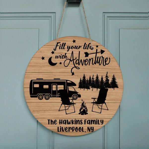 Personalized Camping Circle Doorsign - Best Gift for Camping Lovers - This Is Our Happy Place