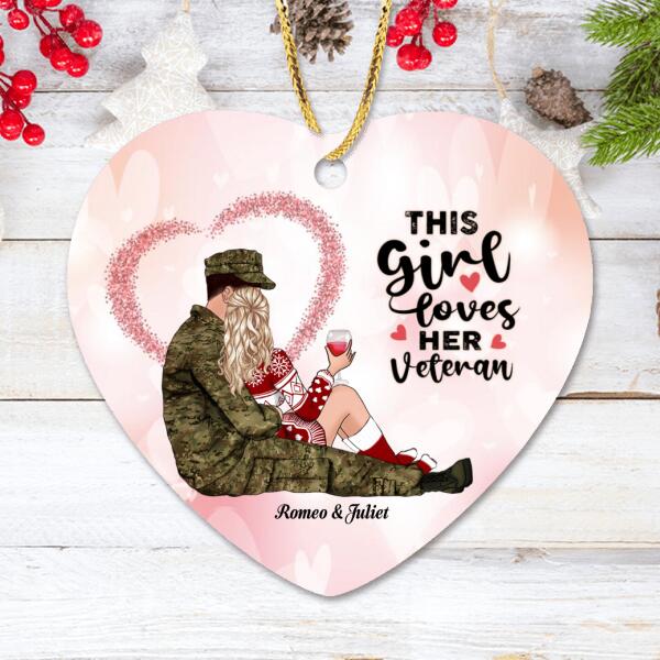 Personalized Veteran Couple Ornament - Best Gift For Couple - This Girl Loves Her Veteran