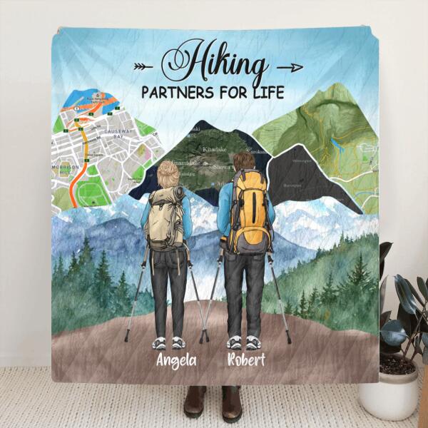 Personalized Hiking Pillow Cover/Quilt/Fleece Blanket - Adult/Couple/Parents With Up to 3 Kids - Gift Idea For Hiking Lover - Hiking Partners For Life