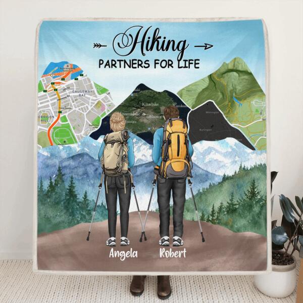 Personalized Hiking Pillow Cover/Quilt/Fleece Blanket - Adult/Couple/Parents With Up to 3 Kids - Gift Idea For Hiking Lover - Hiking Partners For Life