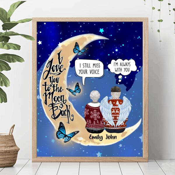 Personalized Old Couple Memorial Poster - Memorial Gift For Couple - I Love You To The Moon & Back