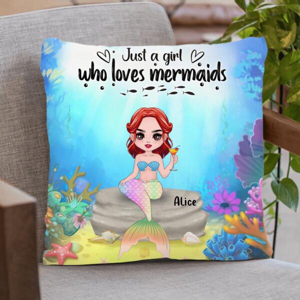 Personalized Mermaid Friends Pillow Cover/Quilt/Fleece Blanket - Just A Girl Who Loves Mermaids