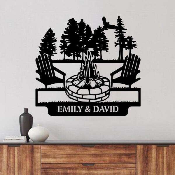 Personalized Camping Metal Monogram Sign - Custom Name