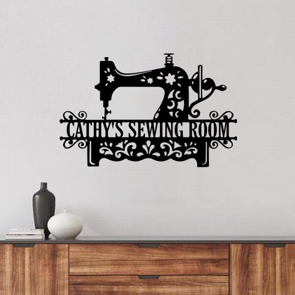 Personalized Sewing Room Metal Monogram Sign - Gift Idea For Sewing Lovers