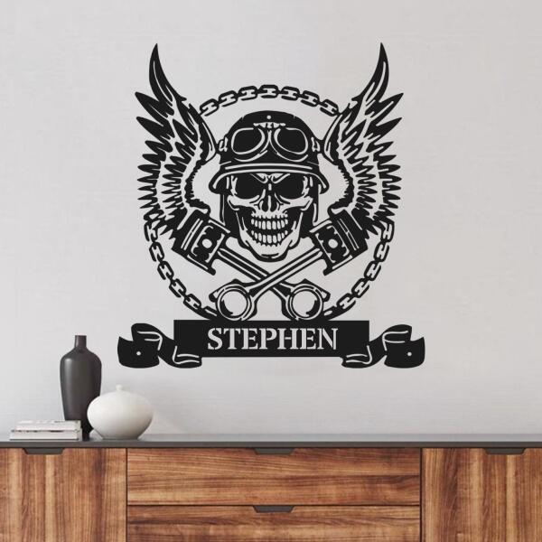 Personalized Skull Metal Monogram Sign - Custom Name