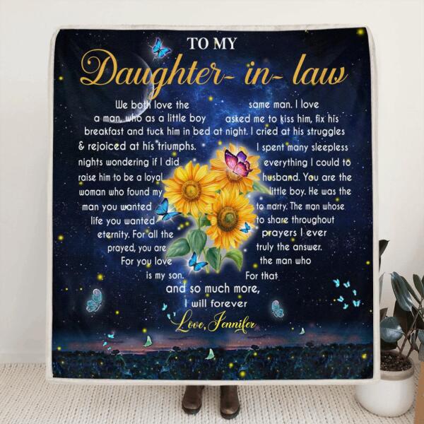 Personalized To My Daughter In Law Quilt/Fleece Blanket - Gift For Daughter In Law