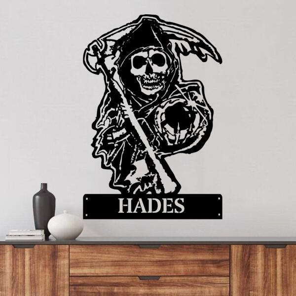 Personalized Bones Skull Skeleton Motorcycle Biker Metal Monogram Sign - Gift Idea For Motorcycle Lover