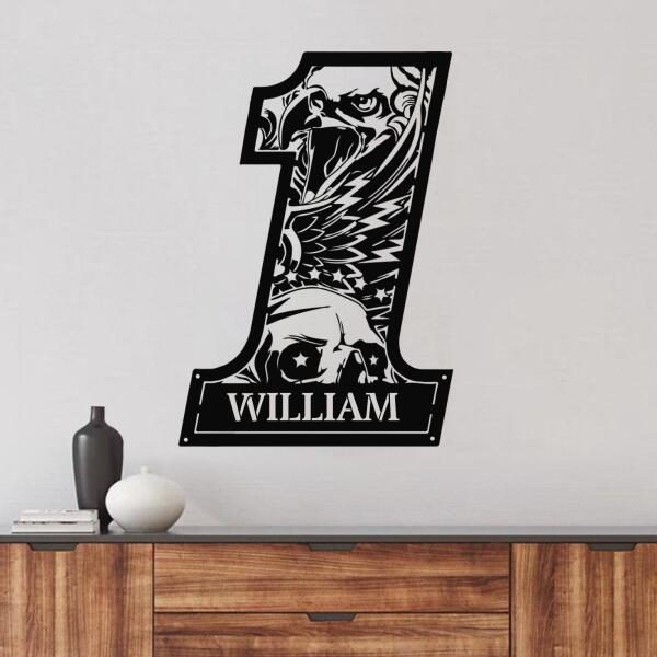 Personalized Number One Eagle Motorcycle Metal Monogram Sign - Gift Idea For Motorcycle Lover