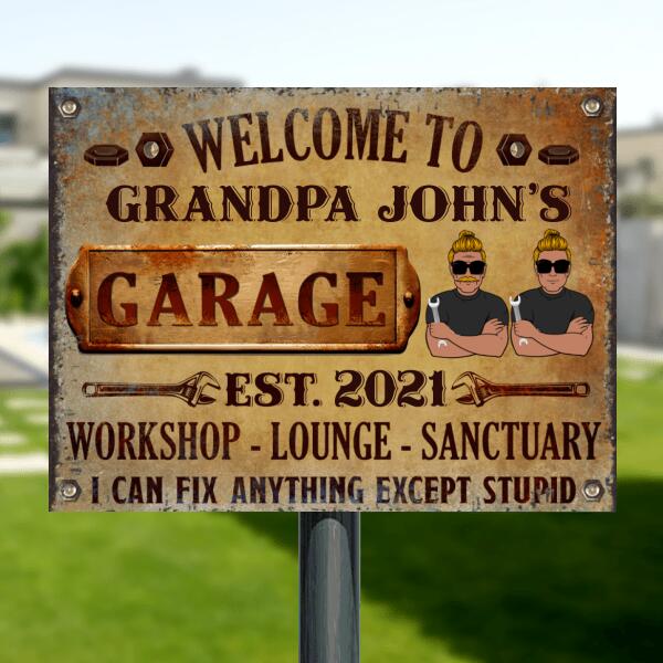 Personalized Grandpa/Dad's Garage Metal Sign - Gift Idea For Grandpa/Dad - Welcome To Grandpa John's Garage