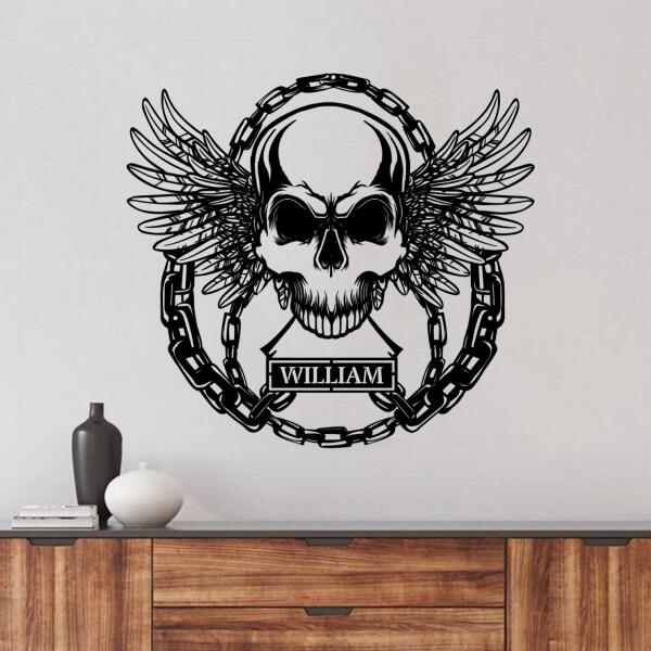 Personalized Skull Motorcycle Metal Monogram Sign - Gift Idea For Motorcycle Lover