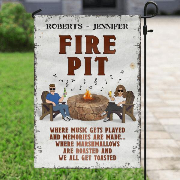 Personalized Fire Pit Flag - Best Gift For Couple - Fire Pit Where Music Gets Played And Memories Are Made